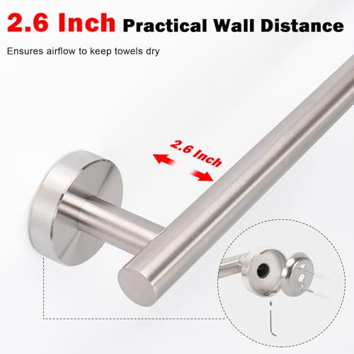 Livabber Bath Towel Bar, 304 Stainless Steel Towel Rack, Heavy Duty Towel Holder Wall Mounted for Bathroom/Kitchen, Usable Hanging Length-20.9 Inch, Total Length-23.7 Inch (Brushed Nickel) - Image 4
