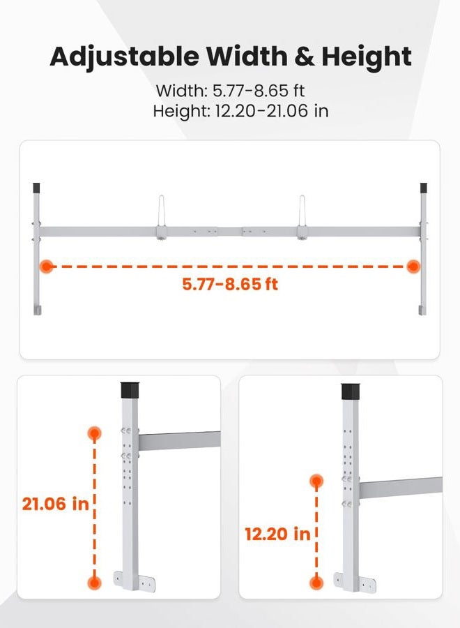JY PERFORMANCE Universal Trailer Ladder Rack with Ladder Stoper, 5.77-8.65 ft Adjustable Ladder Rack for Enclosed and Open Trailer, 400 LBS Capacity, Sliver - Image 5