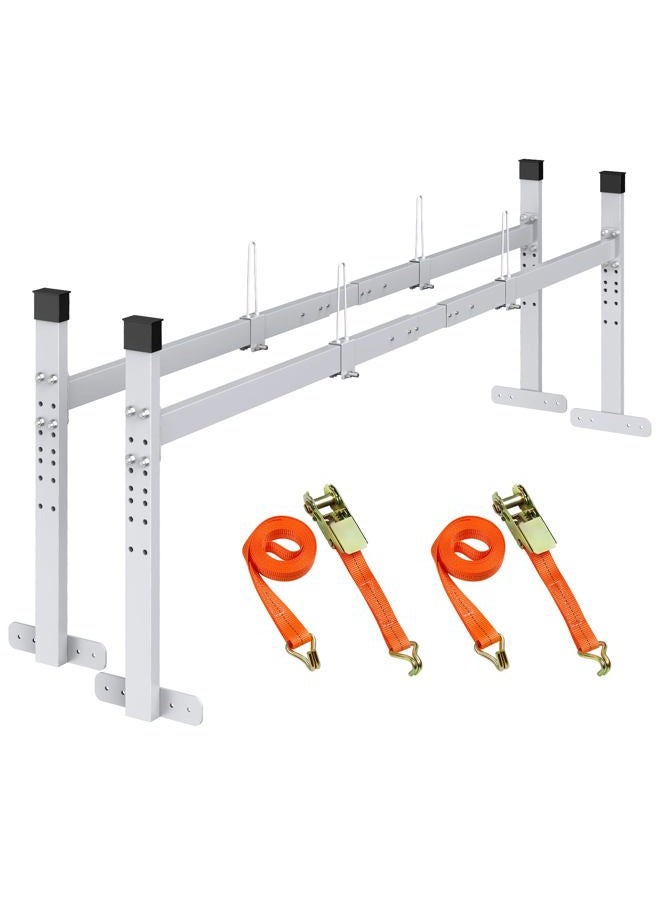 JY PERFORMANCE Universal Trailer Ladder Rack with Ladder Stoper, 5.77-8.65 ft Adjustable Ladder Rack for Enclosed and Open Trailer, 400 LBS Capacity, Sliver - Image 1