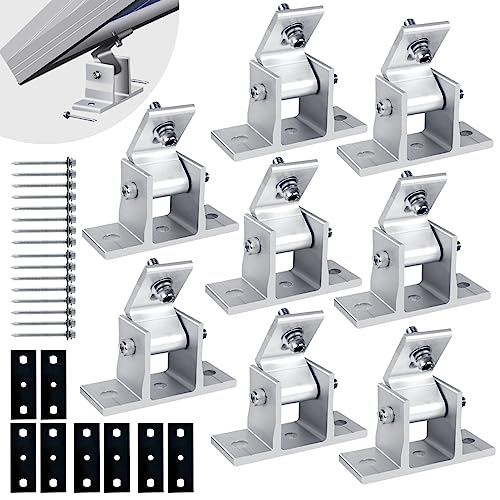 Karidge Solar Panel Mounting Brackets, 8PCS Adjustable RV Solar Panel Mount, Tilt Angle 10-60 Roof Mounting Kit for Solar Panels 400 W, 500 W - Image 1