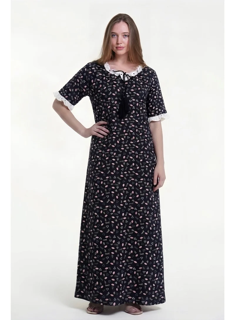 Women's Printed Cotton Maxi Dress - Home wear Sleeping Dress