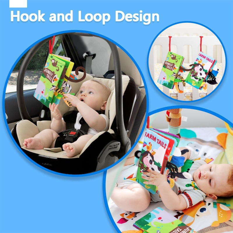 beiens Baby Books 0-6 Months, 2PCS Baby Toys 0-3-6-12-18 Months, Touch Feel Sensory Cloth Crinkle Soft Books, Tummy Time Stroller Infant Newborn Toys, Boy Girl Shower Gifts - Image 5