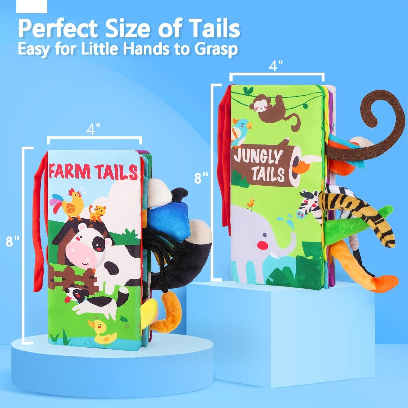 beiens Baby Books 0-6 Months, 2PCS Baby Toys 0-3-6-12-18 Months, Touch Feel Sensory Cloth Crinkle Soft Books, Tummy Time Stroller Infant Newborn Toys, Boy Girl Shower Gifts - Image 3