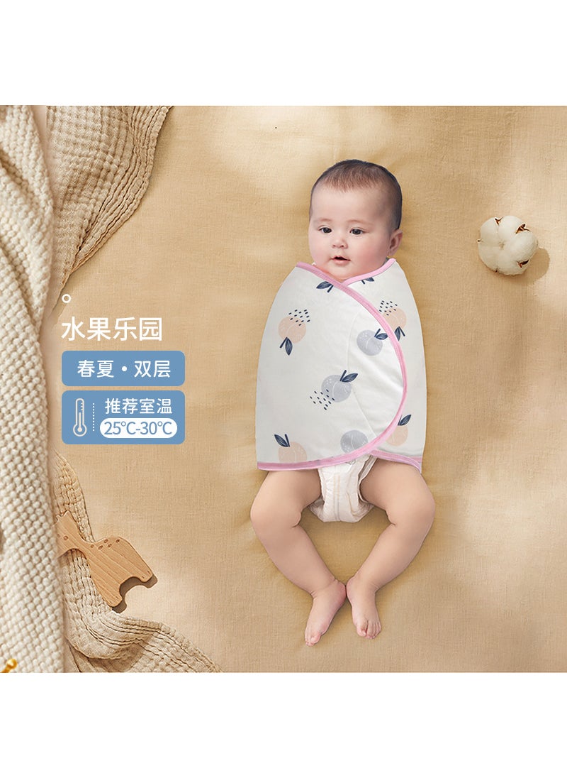 Generic Baby Sleeping Bag Wrap Swaddle Blanket Anti-startle Summer Thin Wrap Single Cotton Fabric Pure Cartoon Design Newborn Baby Fruit Paradise 