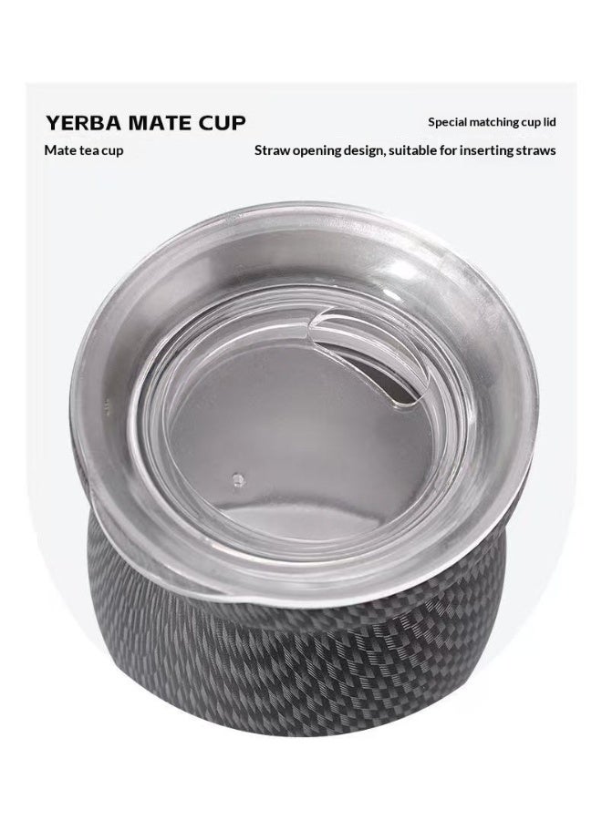 HYH Yerba Mate Tea Cup, Yerba Mate Cup 230ml, Stainless Steel Double-Wall Insulated Cup with Lid, Straw & Cleaning Brush, Wooden Texture, Easy to Clean, for Yerba Mate & Coffee - Image 4