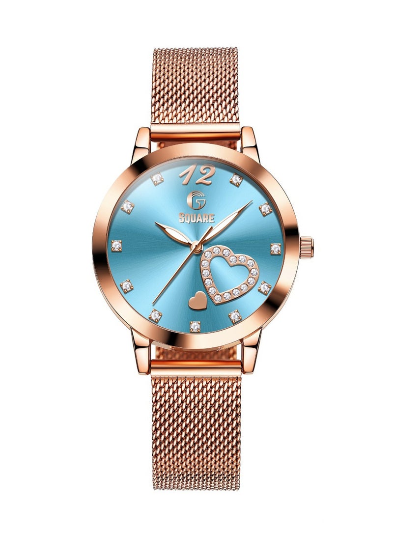 Gsquare Women’s Analog Quartz Rose Gold Stainless Steel Mesh Watch – Model 5189