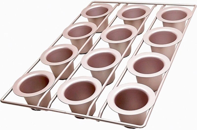 DWWTKL 12-Cavity Popover Pan Non-Stick Yorkshire Muffin Puddings Cake Quiches Cupcake Mold Bakeware for Oven Baking (Champagne Gold) - Image 1