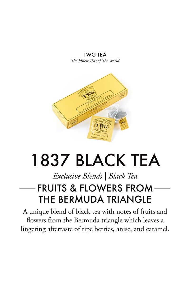 TWG Tea 1837 Black Tea | Black Tea | Fruits & Flowers | 15 Hand Sewn Cotton Tea Bags | Gift Set - Image 3