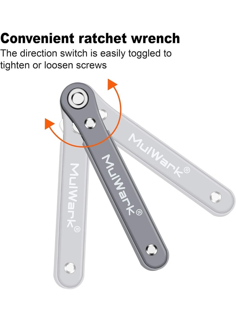 MULWARK 11pc Right Angle Screwdriver 1/4 Mini Ratchet Wrench Close Quarters Pocket Screwdriver Set with High Torque & Low Profile- EDC Tool with 90 Degree Mini Offset Reversible Drive Handle - Image 4