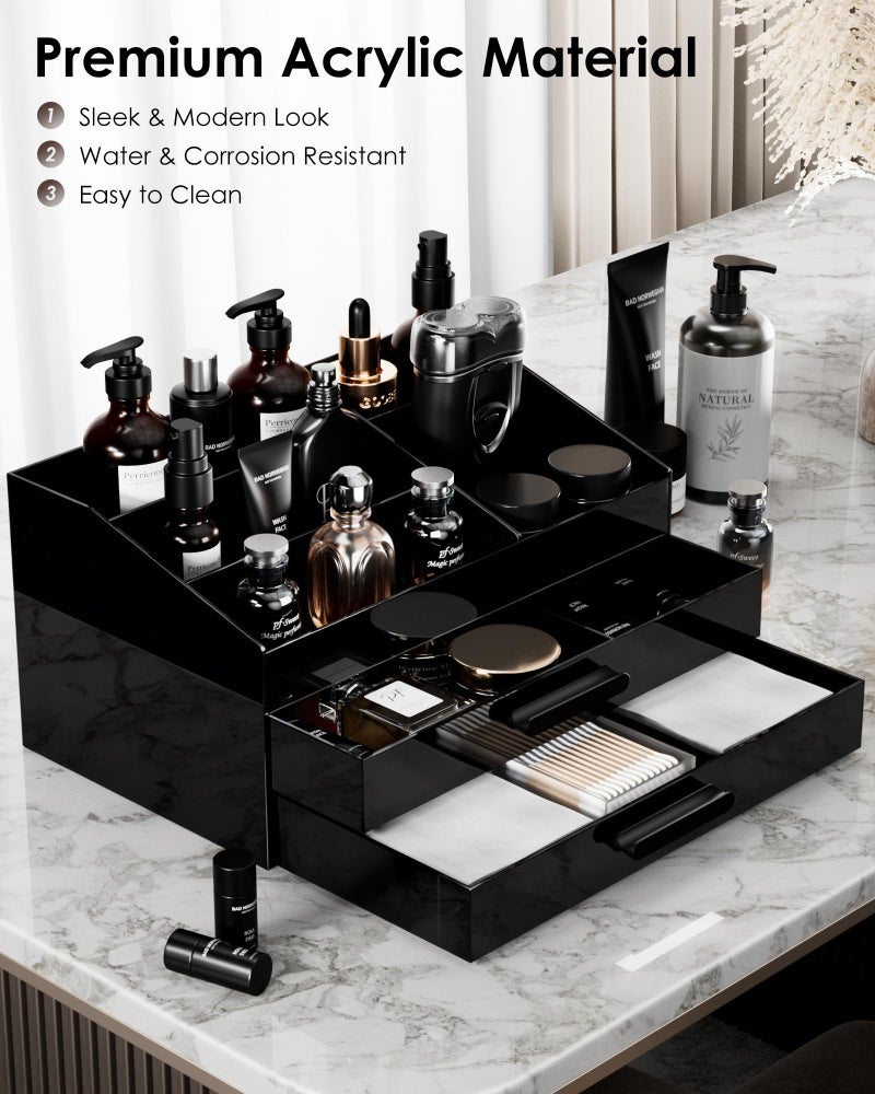 ProCase Cologne Organizer for Men with Drawer, Valentineâ€™s Gifts, Acrylic Perfume Holder & Bathroom Countertop Organizer for Men & Women, Dresser Vanity Storage for Cologne, Perfume and Skincare -2 Layer - Image 3