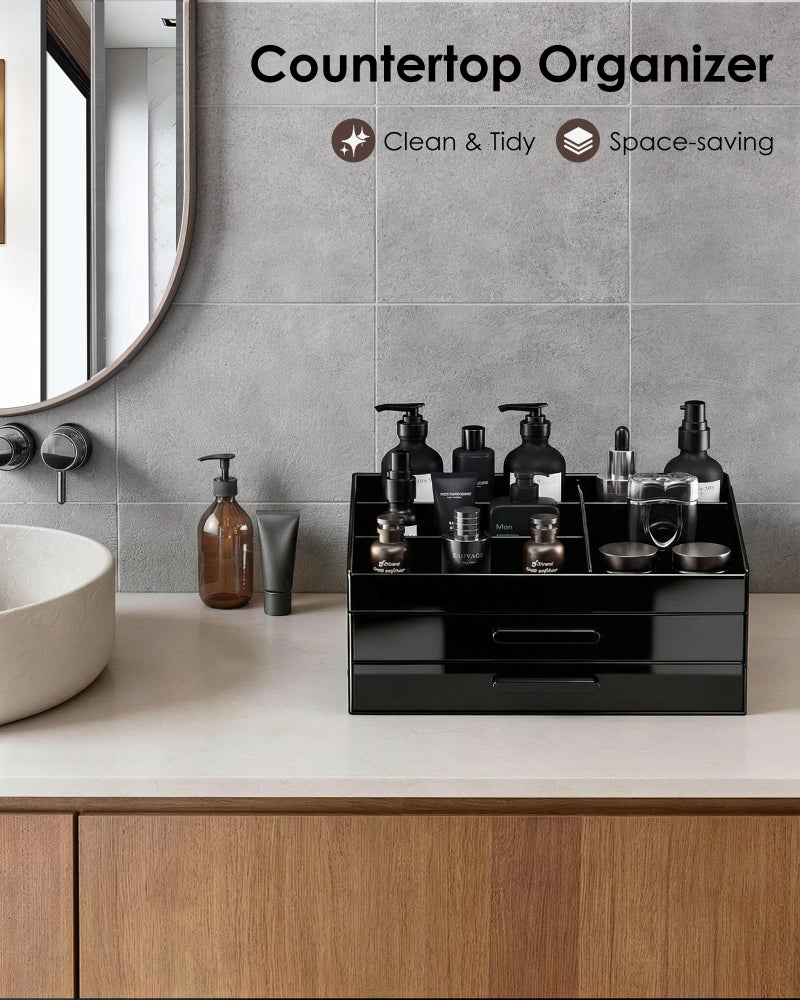 ProCase Cologne Organizer for Men with Drawer, Valentineâ€™s Gifts, Acrylic Perfume Holder & Bathroom Countertop Organizer for Men & Women, Dresser Vanity Storage for Cologne, Perfume and Skincare -2 Layer - Image 2