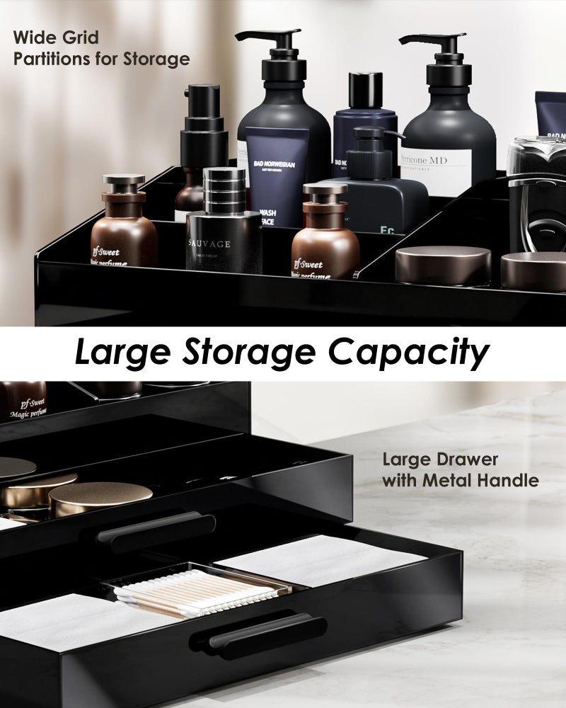 ProCase Cologne Organizer for Men with Drawer, Valentineâ€™s Gifts, Acrylic Perfume Holder & Bathroom Countertop Organizer for Men & Women, Dresser Vanity Storage for Cologne, Perfume and Skincare -2 Layer - Image 4