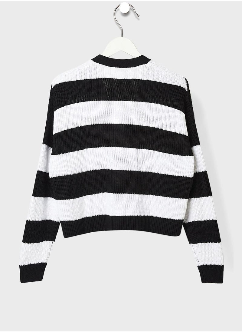 MANGO - Youth Teen Striped Cardigan - Image 1
