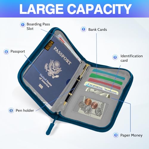 TOPBAG Passport Holder for Travel, Women Rfid Blocking Passport Wallet, Travel Essentials Premium Wallets, Waterproof Passport Holders Bag for Men Traveling, Travel Document Organizer Credit Cards Case - Image 3