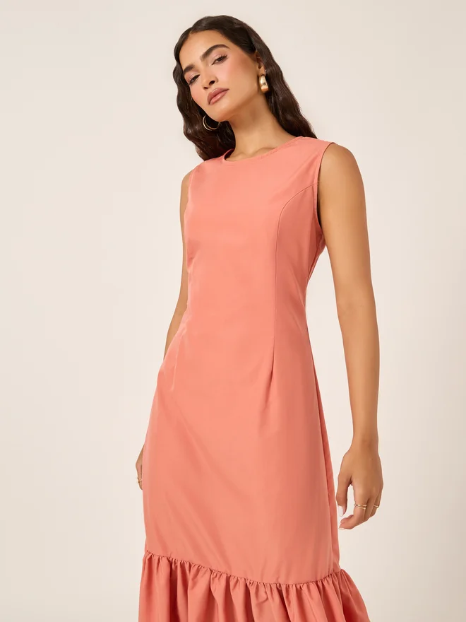 Styli Ruffled Hem Midi Dress