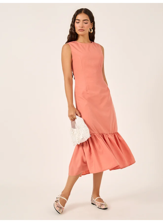 ستايلي Styli Plain Sleeveless Sheath Midi Dress