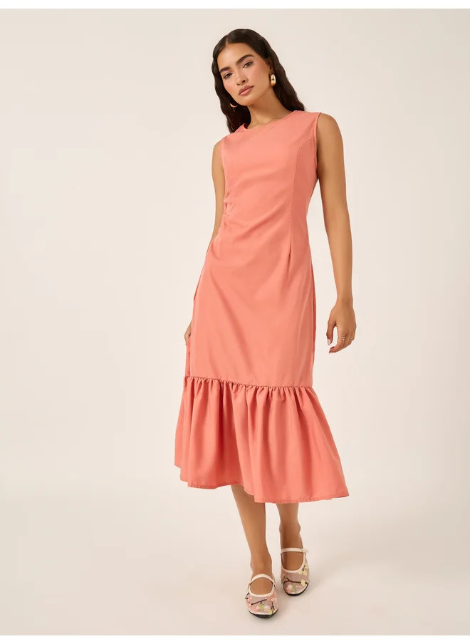 ستايلي Styli Plain Sleeveless Sheath Midi Dress