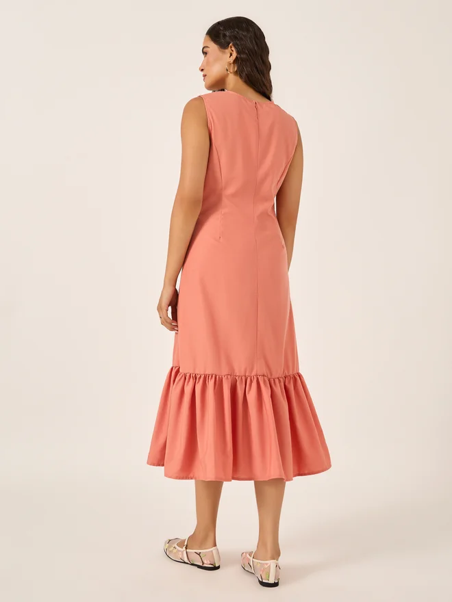 Styli Ruffled Hem Midi Dress