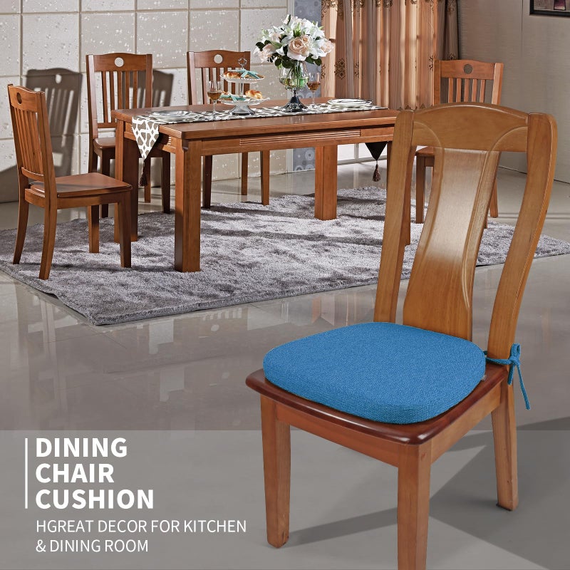 SINOSSO 1 Pack Memory Foam Chair Cushions for Dining Chair, Friendly Woven Fabric 16" U-Shape Comfortable Kitchen Chair Pad, Removable Slip Resistant Seat Cushion (1 Piece, Blue) - Image 2