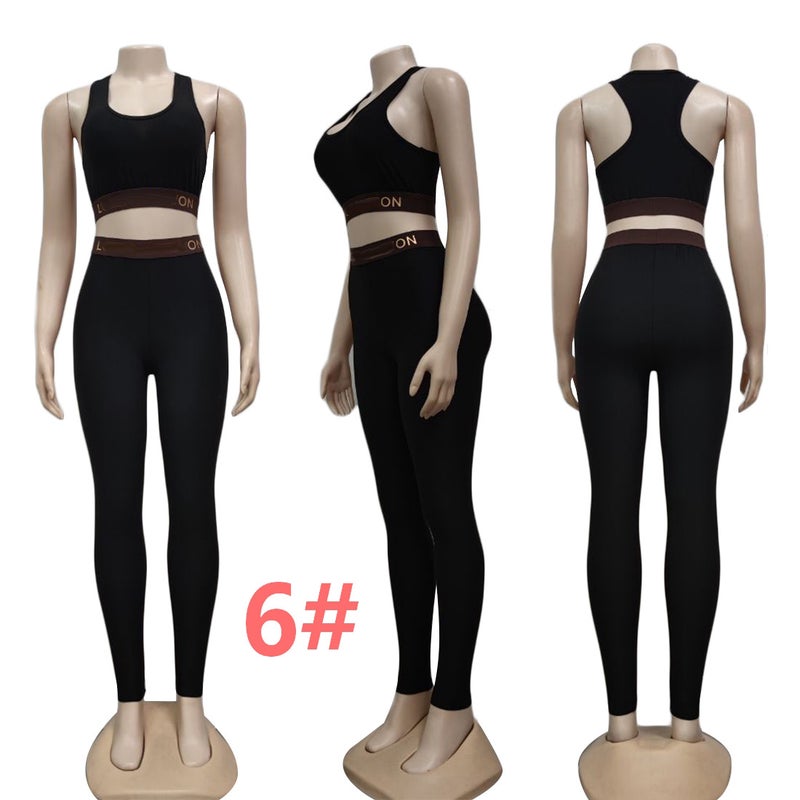 [Hot-Sell-Promote-Sell] J2377 Cross-border Womens Fashion Sports Pants Casual Two-Piece Set in Stock 6. 