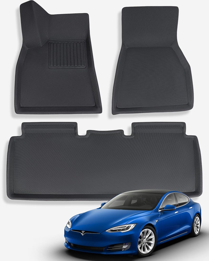 TAPTES for Tesla Model S Floor Mats 2019 2018 2017 2016 2015, Premium All Weather Anti-Slip Waterproof Floor Liners Car Interior Accessories - Compatible for Model S 2015-2019 (3 Pieces/Set) - Image 1