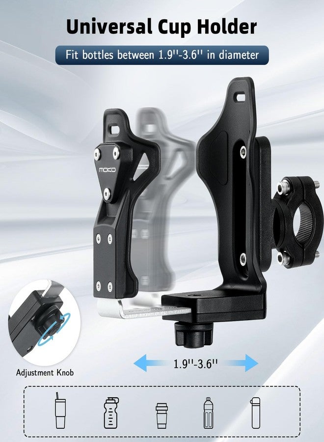 MoKo Bike Water Bottle Holder, Adjustable Bike Water Bottle Cage for 1.9-3.6" Diameter Bottle, for Handlebar & Frame, Motorcycle Cup Holder with Screw Tool, for Bicycle/Stroller/Scooter/Wheelchair/ATV - Image 2