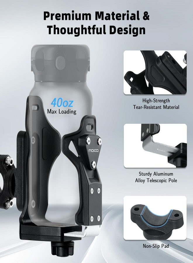 MoKo Bike Water Bottle Holder, Adjustable Bike Water Bottle Cage for 1.9-3.6" Diameter Bottle, for Handlebar & Frame, Motorcycle Cup Holder with Screw Tool, for Bicycle/Stroller/Scooter/Wheelchair/ATV - Image 3