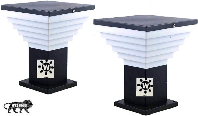 WHITERAY WHITERAY Metal gate Light for Home gate Modern Design Stairs Shape Waterproof Outdoor Lamp Staircase Step Design Black White Metal and PVC BULBNOT Included Pack of 2  - Image 1