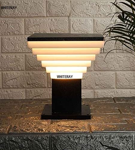 WHITERAY WHITERAY Metal gate Light for Home gate Modern Design Stairs Shape Waterproof Outdoor Lamp Staircase Step Design Black White Metal and PVC BULBNOT Included Pack of 2  - Image 2