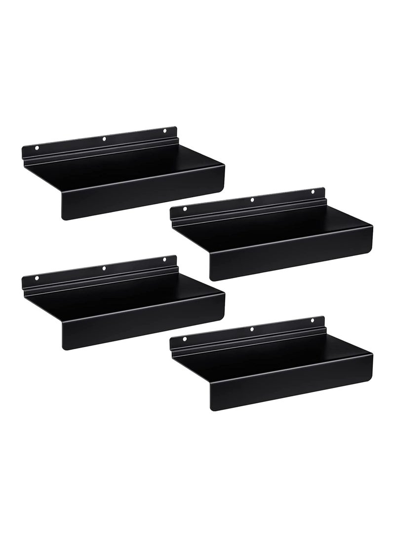 Zikra Metal Slatwall Shelves, Slatwall Accessories and Fixtures, Floating Slat Wall Shelf Shelves for Shoes, Flat Display Shelves for Wall, Shoe Stores, Boutiques Supplies, 4Pcs (Black) - Image 1