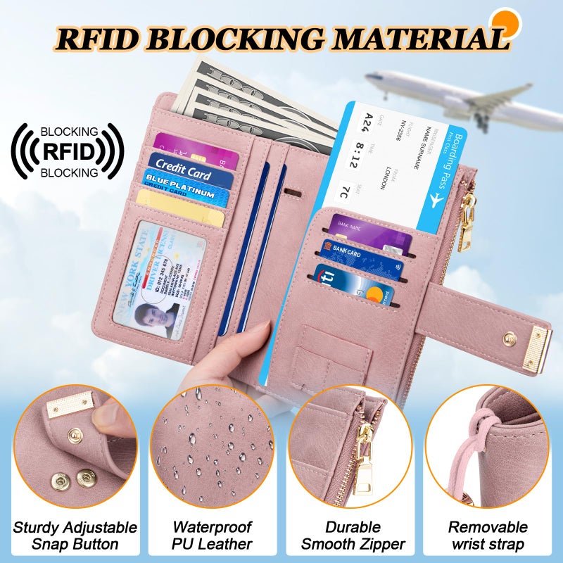 HUANLANG Passport Holder with Airtag for Women/Men, Airtag Passport Wallet for Travel Leather Passport Holder RFID Blocking,Travel Passport Walelt with Credit Card Holder - Image 2
