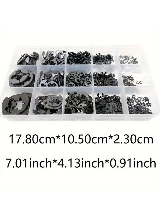 1000pcs Black Carbon Steel Washer Assortment Kit M1 2 to M15 External Retaining Ring E Clip - Image 3