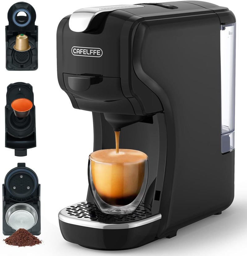 Cafelffe Capsule Coffee Machine 3in1, Hot Cold Brew Coffee Maker with 600ML Detachable Water Tank- For NS & DG Capsule And Coffee Powder (Matte Black) - Image 1