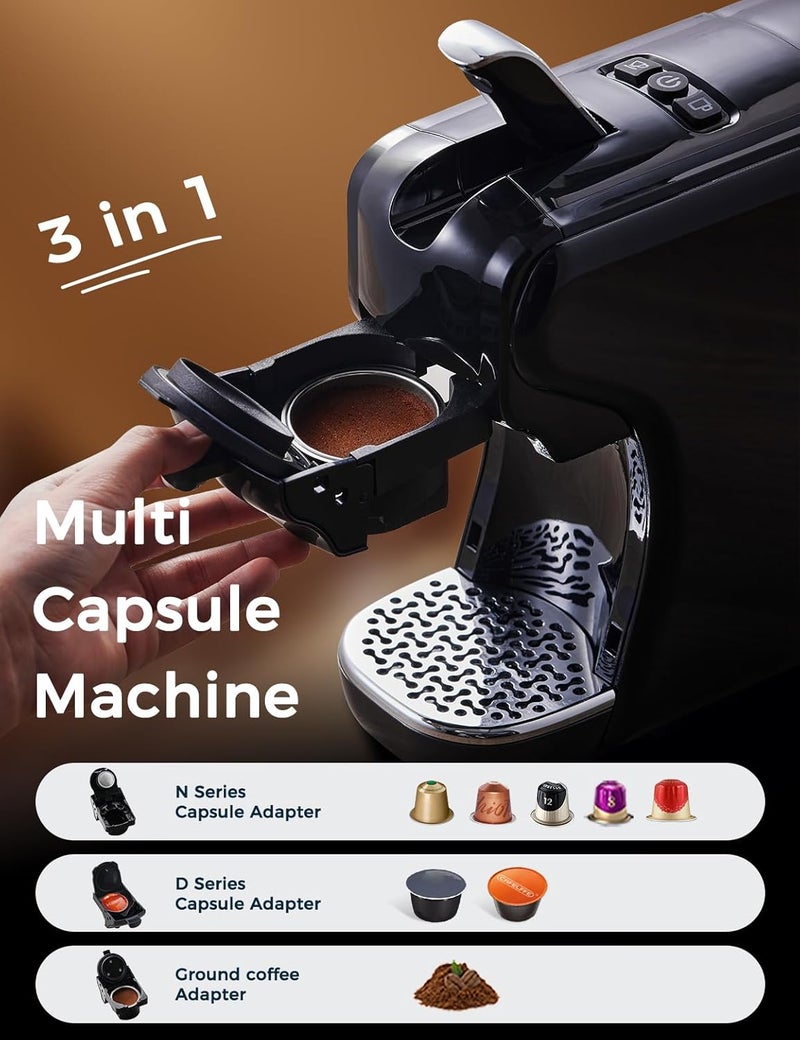 Cafelffe Capsule Coffee Machine 3in1, Hot Cold Brew Coffee Maker with 600ML Detachable Water Tank- For NS & DG Capsule And Coffee Powder (Matte Black) - Image 2