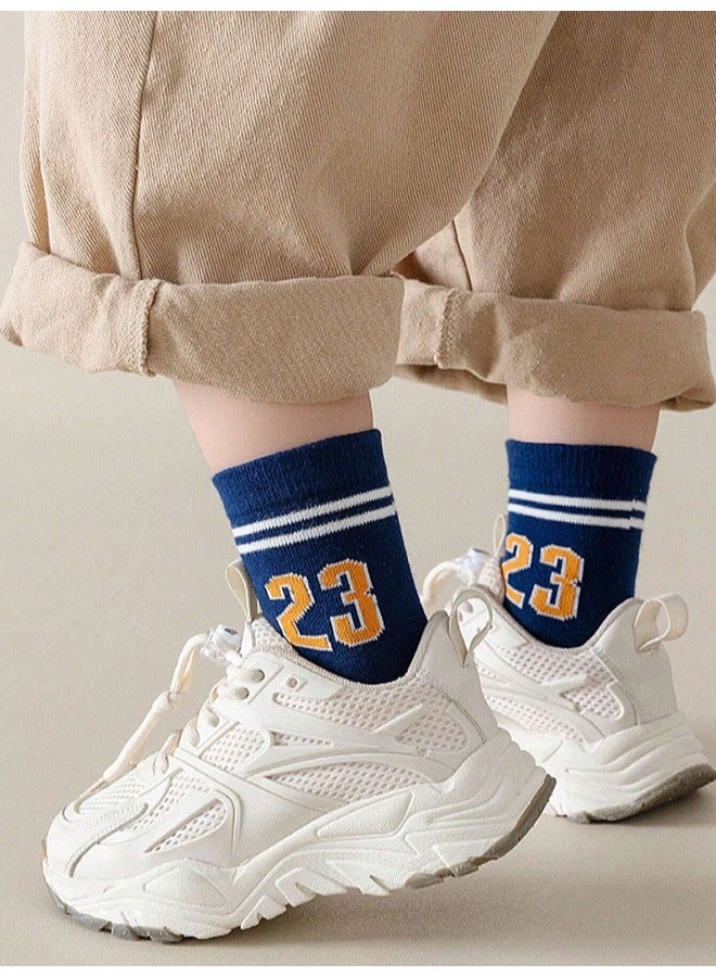 ShebSheb 5 Pairs Boys Crew Casual Tennis Sports Socks for Kids - Image 5