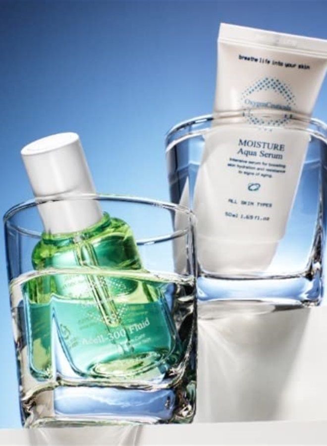 OxygenCeuticals The Best Moisturizer Set for Dehydrated Skin | OxygenCeuticals Acell Moisture Kit | Acell-300 Fluid 30ml + Moisture Aqua Serum 30ml | Hyaluronic acid serum and Oil-free ampoule - Image 2