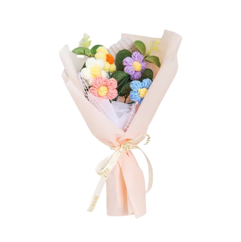 Patpat � DIY Handmade Crochet Flower Bouquet - Vibrant Colors, Yarn Material, Eco-Friendly Gift & Home Decor, Perfect for Unique & Sustainable Gifting - Image 1