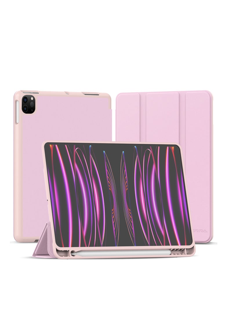تيرا كفر ايباد تيرا لجهاز أبل ايباد 11 بوصة مع حامل قلم ذكي غطاء ذكي رفيع بمسند قماش وردي - Image 1
