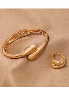 Goolsky Minimalist Style Wrap Jewelry Set Bracelet Ring Chunky Waterdrop Design Suitable For Men And Women Match Daily Outfits Party Accessory Adjustable  - Image 5