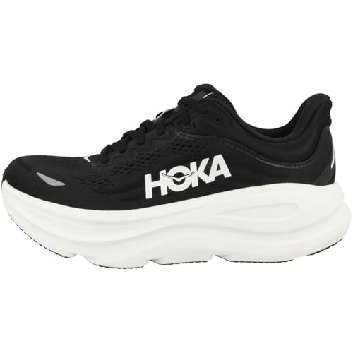 Hoka Women's Bondi 9 Sneaker, Black/White, 7.5 Wide - Image 1