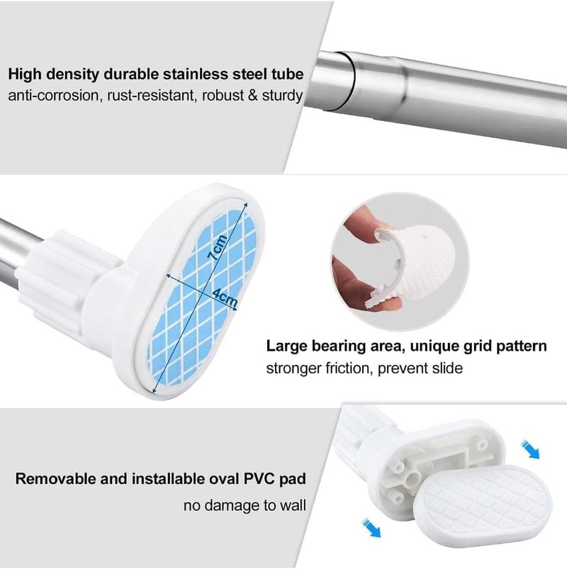 Adjustable Tension Rod, Stainless Steel, 140-260 cm, White - Image 4