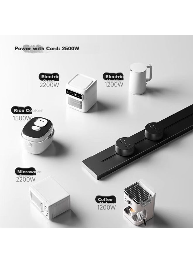 Oaks Aokesi Track Socket With Power Cord, Surface-mounted Wall-hanging Track Socket For Sideboard, Switch C6 Single Point 80cm Track + 4 Five-hole Gray - Image 1