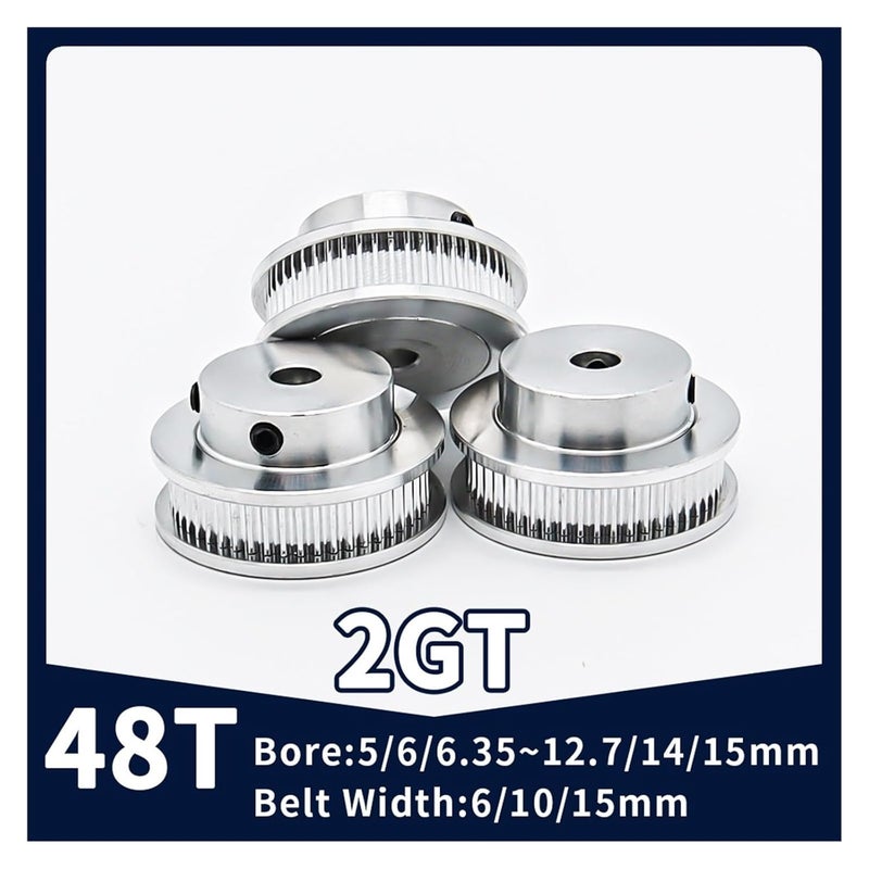 2GT synchronous Pulley, 48T Tooth, Inner Diameter 5/6/6.35~12.7/14/15mm, Tooth Width 6/10/15mm. GT2 Pulley, 3D Printer Accessory.(8mm,15mm) - Image 2