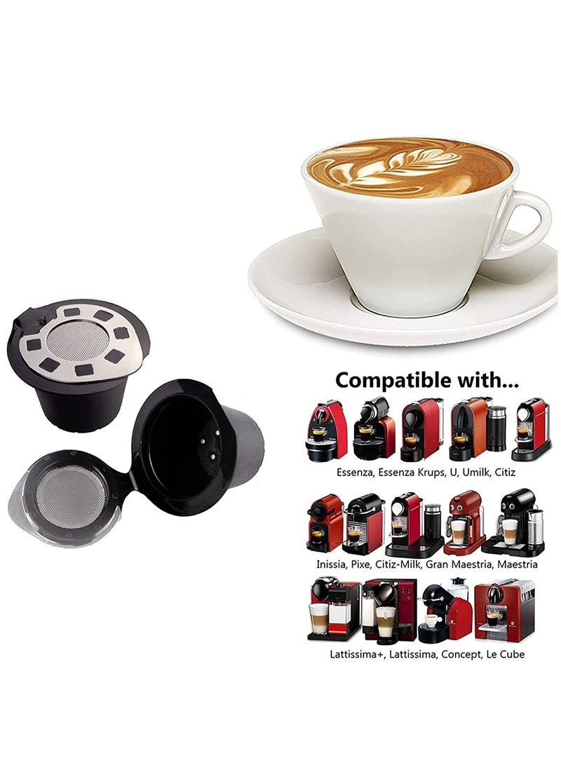 KASTWAVE Refillable Capsules for Compatible with Nespresso,Silver Reusable Coffee Capsule Pods for Compatible with Nespresso Machines with Coffee Spoon with Brush (OriginalLine Compatible Only)6 Pack  - Image 5