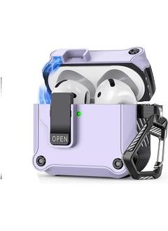 Compatible With Airpods 4Th Generation Case Automatic Snap Switch Secure For New Airpods 4 Charging Cover With Active Noise Cancellation 2024 Purple
