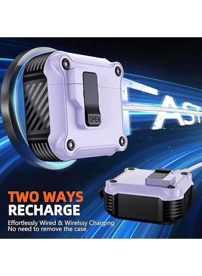 erorex - Compatible With Airpods 4Th Generation Case Automatic Snap Switch Secure For New Airpods 4 Charging Cover With Active Noise Cancellation 2024 Purple - Image 1