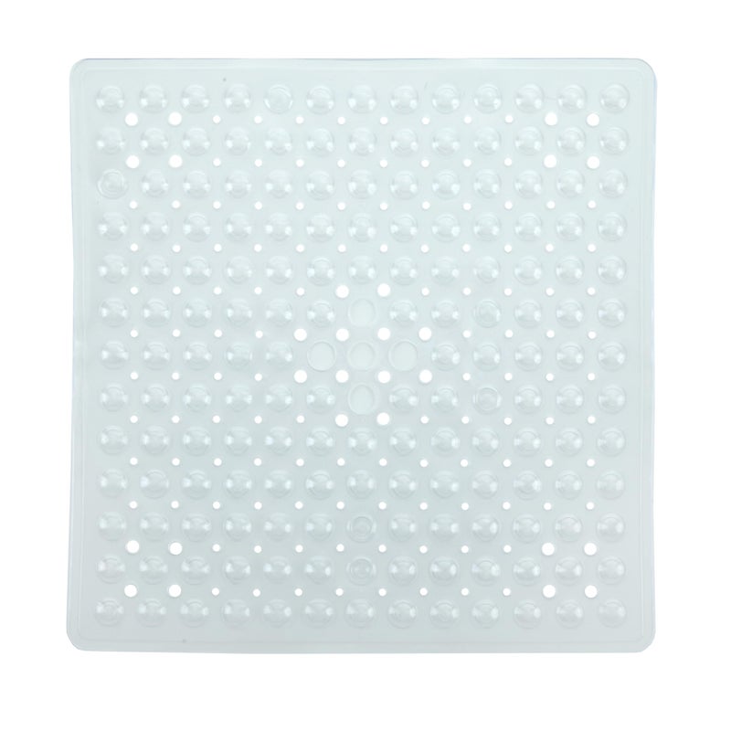 SlipX Solutions Essential Square Shower Mat 21x21 Grippy Textured Surface 25 Stronger Suction Cups NonSlip Shower Floor Mat for Bathers of All Ages Fits Standard Shower Stalls  Tubs Clear