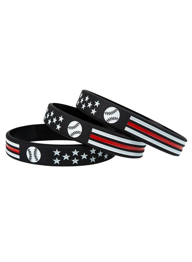 Sainstone Baseball Inspirational Silicone Bracelets With American Flag Thin Red Line Motivational Rubber Wristbands Gifts For Patriots Men Women Youths Teens And Sport Fans (Unisex) - Image 5