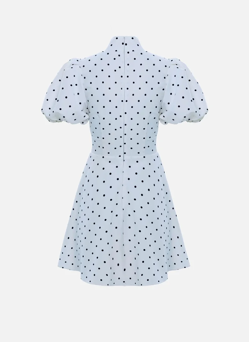 Lichi  Polka dot mini dress with lantern sleeves for Women | Best Price UAE