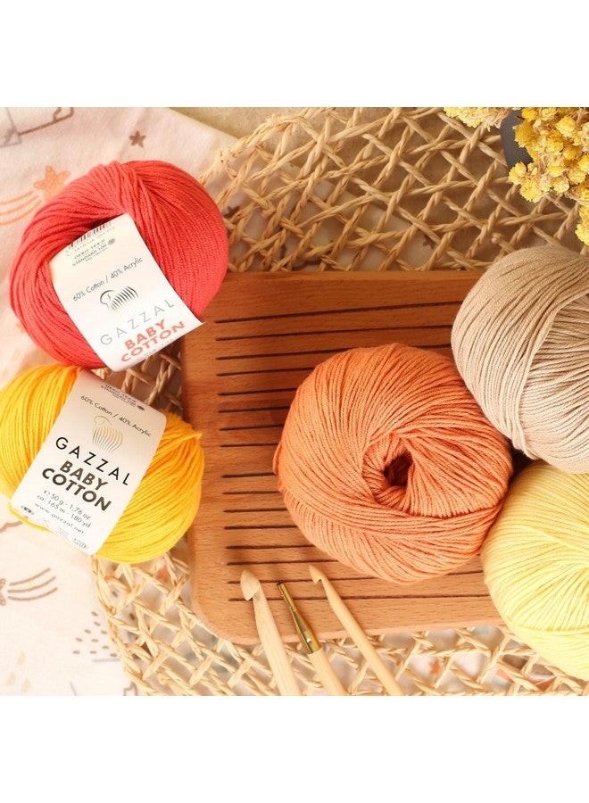 غزال 5 خصلات (عبوة) إجمالي 8.8 أونصة. خيوط قطنية من غازال بيبي، كل منها 1.76 أونصة (50 جم) / 150 ياردة (165 مترًا) غزل ناعم ناعم للأطفال 60% قطن (أحمر 3418) - Image 4